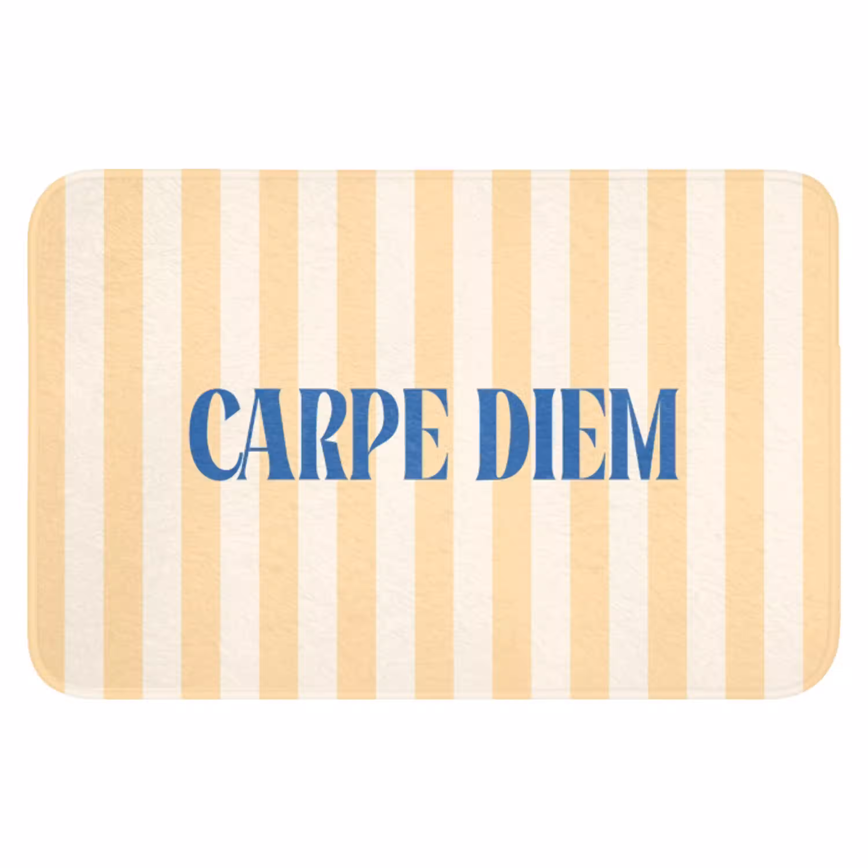 Blauw - Geel - Strepen - Carpe Diem WCmat klein -3d