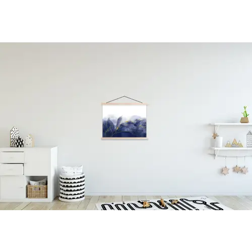 Marmer - Blauw - Marmerlook - Goud - Textuur textielposter latten blank klein -kinderkamer