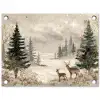 Bos - Herten - Winter - Sneeuw tuinposter los doek klein -3d