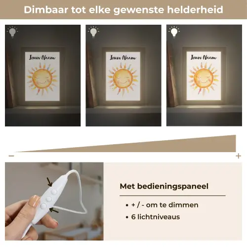Zon - Watercolor - Geel Light Box met kabel (Kinderlampje) klein -USP_dimbaarNL