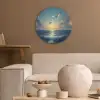 Meeuwen - Zee - Wolken -Blauw Akoestische PET Vilt - Rond klein -sfeer1