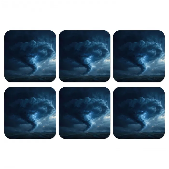 Tornado - Duister - Wolken onderzetter kurk middel -3d