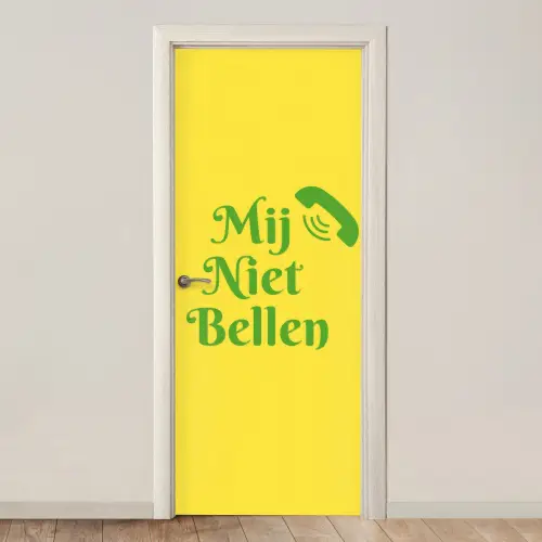 Mij niet bellen - Telefoon - Geel deurposter klein -3d_beige