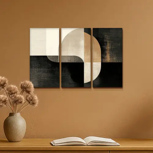 Vormen - Abstract - Goud Canvas - Meerluiken 3 luik klein -sfeer5