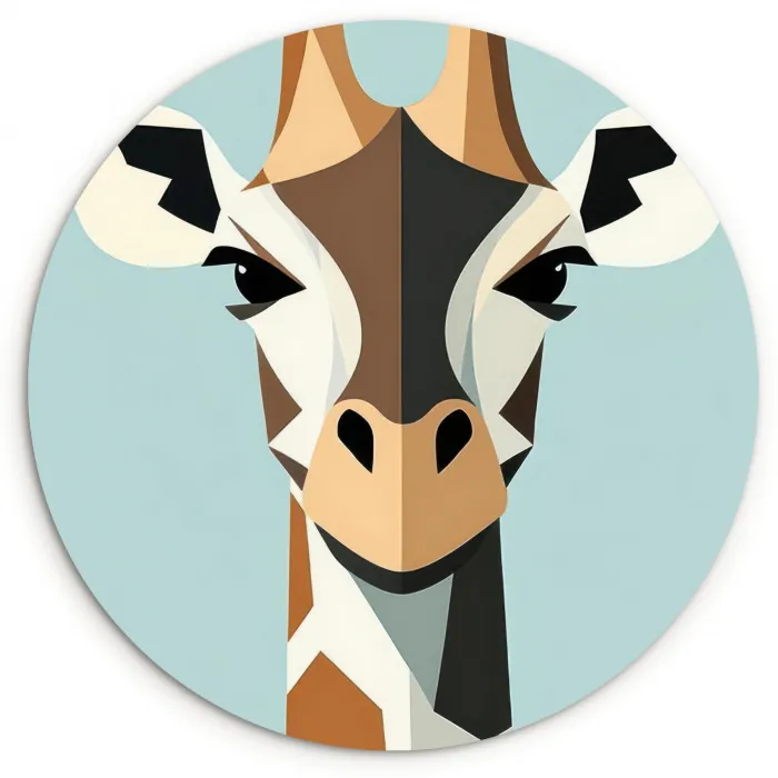 Giraffe - Illustratie - Bruin - Minimalistisch Wandcirkel plexiglas klein -3d