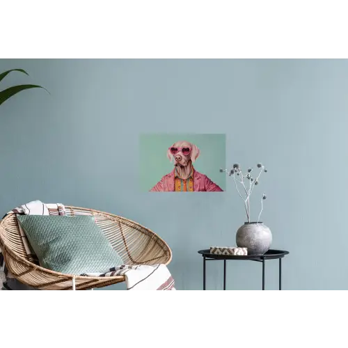 Hond - Overhemd - Bloemen - Bril Muursticker klein -plant