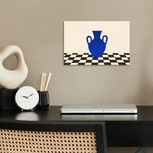 Vaas - Blauw - Geblokt - Modern poster papier klein -sfeer1