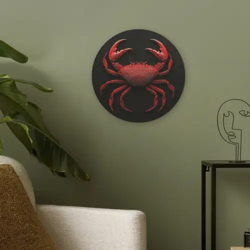 Krab - Rood - Vissen - Schaaldieren Akoestische PET Vilt - Rond klein -sfeer2