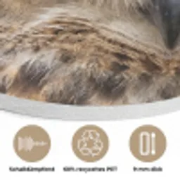 Oehoe - Uil - Portret - Bruin Akoestische PET Vilt - Rond klein -closeup_DE