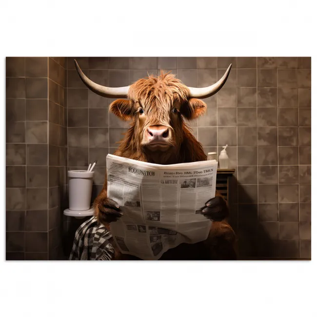 Poster - Schotse hooglander - Krant - Toilet