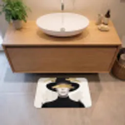 Vrouw - Portret - Modern - Goud - Kunst Badmat klein -sfeer1
