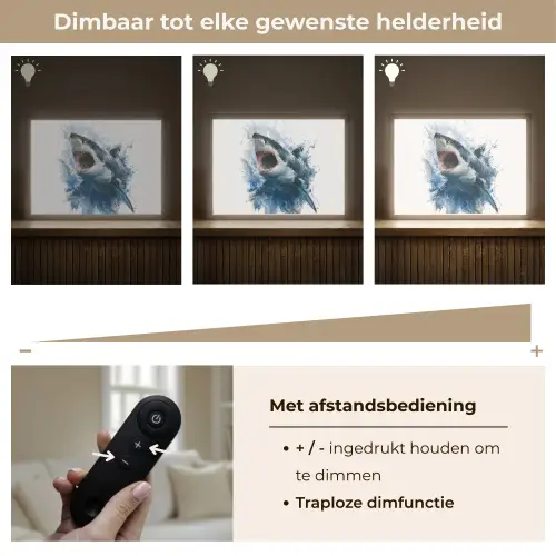 Haai - Blauw - Water Light Box met batterij (Wandlamp kind) middel -USP_dimbaarNL