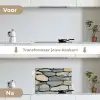 Stenen - Rustiek - Grijs keuken achterwand spatscherm klein -voor_na_NL