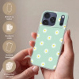 Madeliefjes - Pastel - Wit - Groen - Bloemen patroon Telefoonhoesje iPhone 17 Pro klein -sfeer3_DE