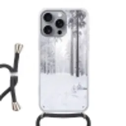Bos - Sneeuw - Pad - Winter - Stilte Hoesje iPhone 16 Pro Max met koord klein -3d