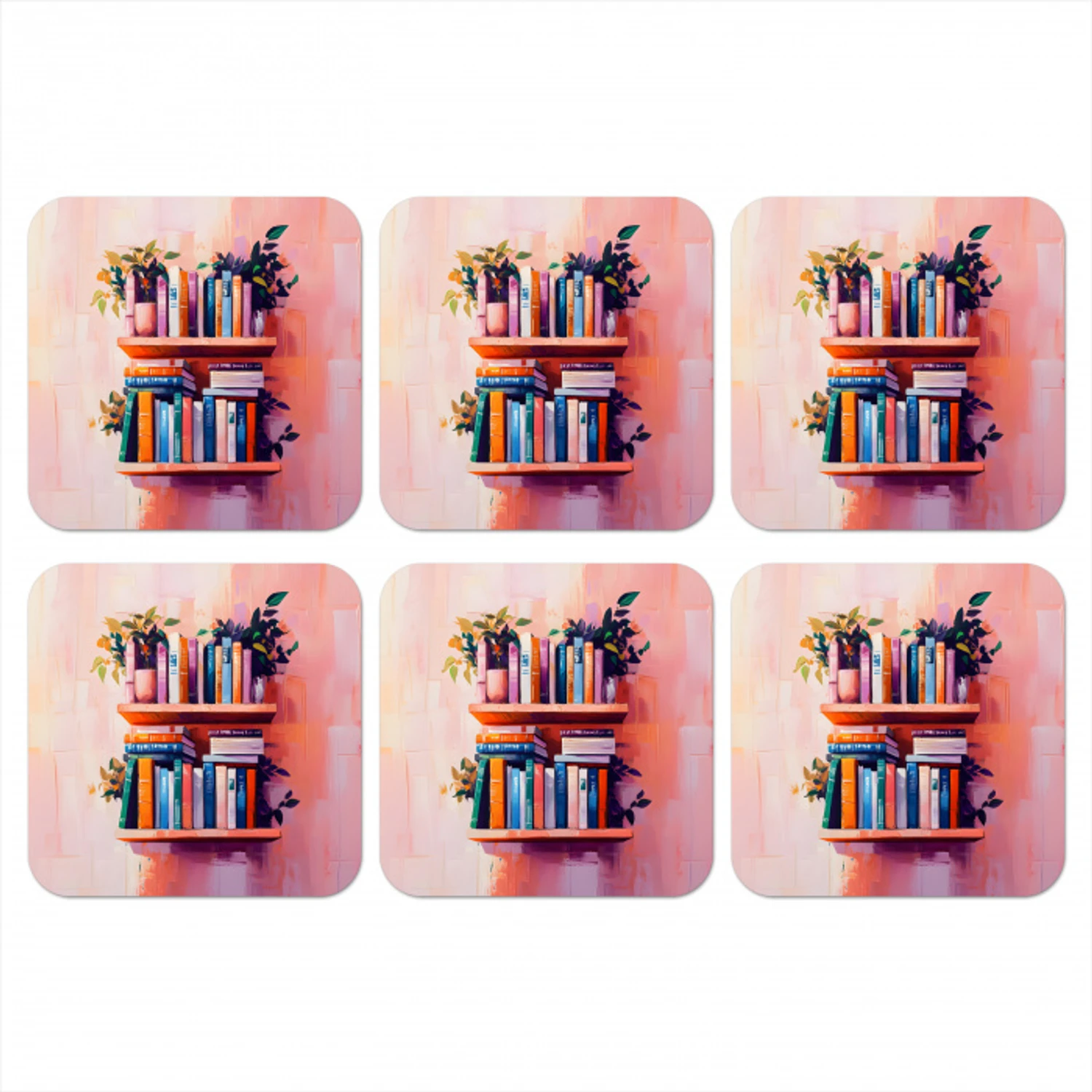 Planken - Boeken - Bladeren onderzetter kurk middel -3d