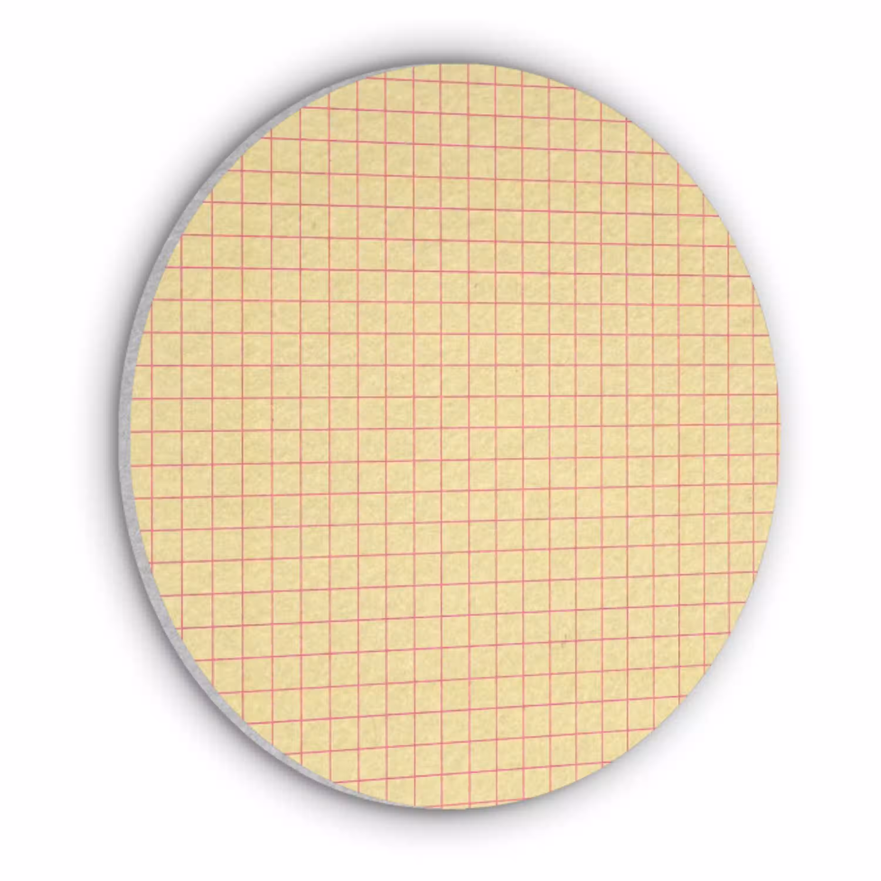 Ruitjes - Grid - Minimalistisch - Geel - Roze Akoestische PET Vilt - Rond klein 838 -3d