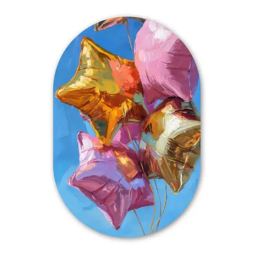 Ballonnen - Goud - Stervorm - Roze Wandcirkel Ovaal Glas middel -3d