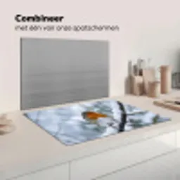 Roodborstje - Tak - Sneeuw - Winter - Levendig Inductie beschermer vinyl 3mm klein -wsfeer7_website