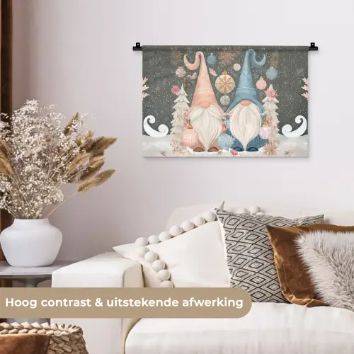 Kerst - Gnomen - Pastel Wandkleed katoen klein -sfeer1