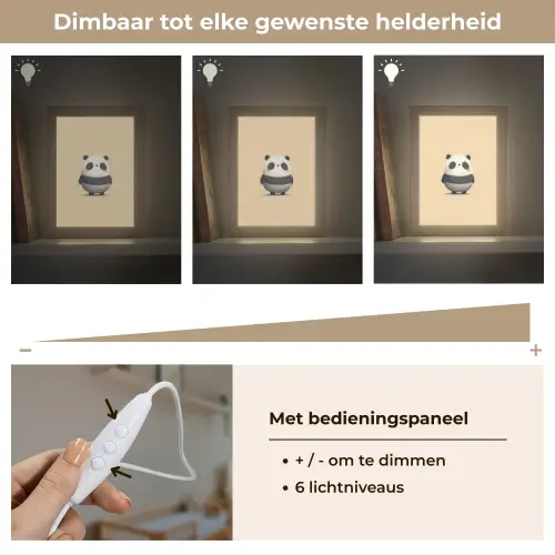 Panda - Beige - Minimalistisch Light Box met kabel klein -USP_dimbaarNL