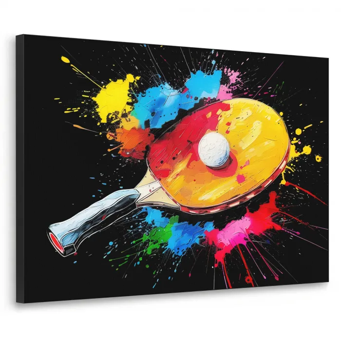 Graffiti - Sport - Tafeltennis - Verf Textielframe zwart klein -3d