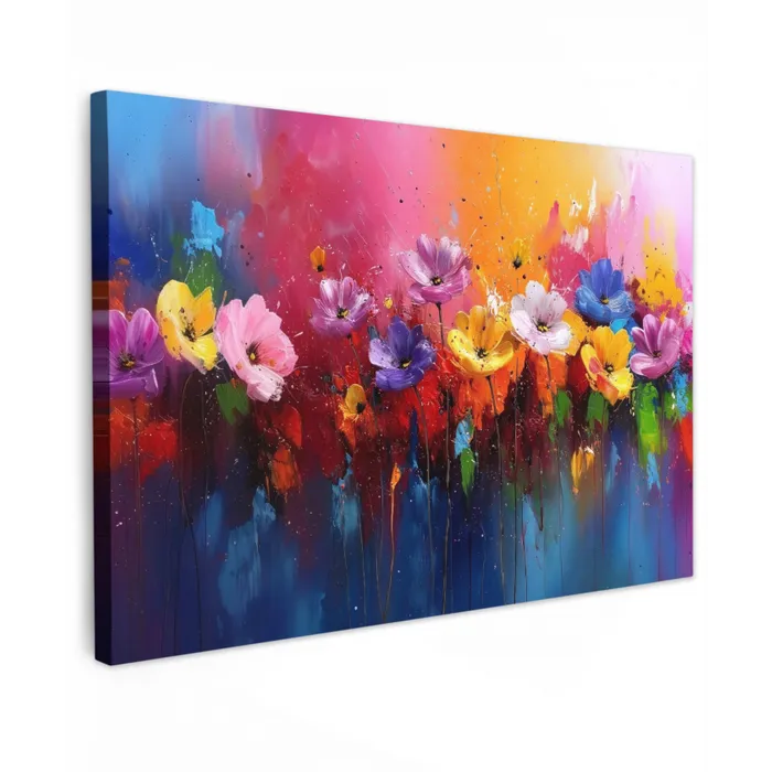 Fantasiebloemen - Verf - Speels canvas 2cm klein -z3d
