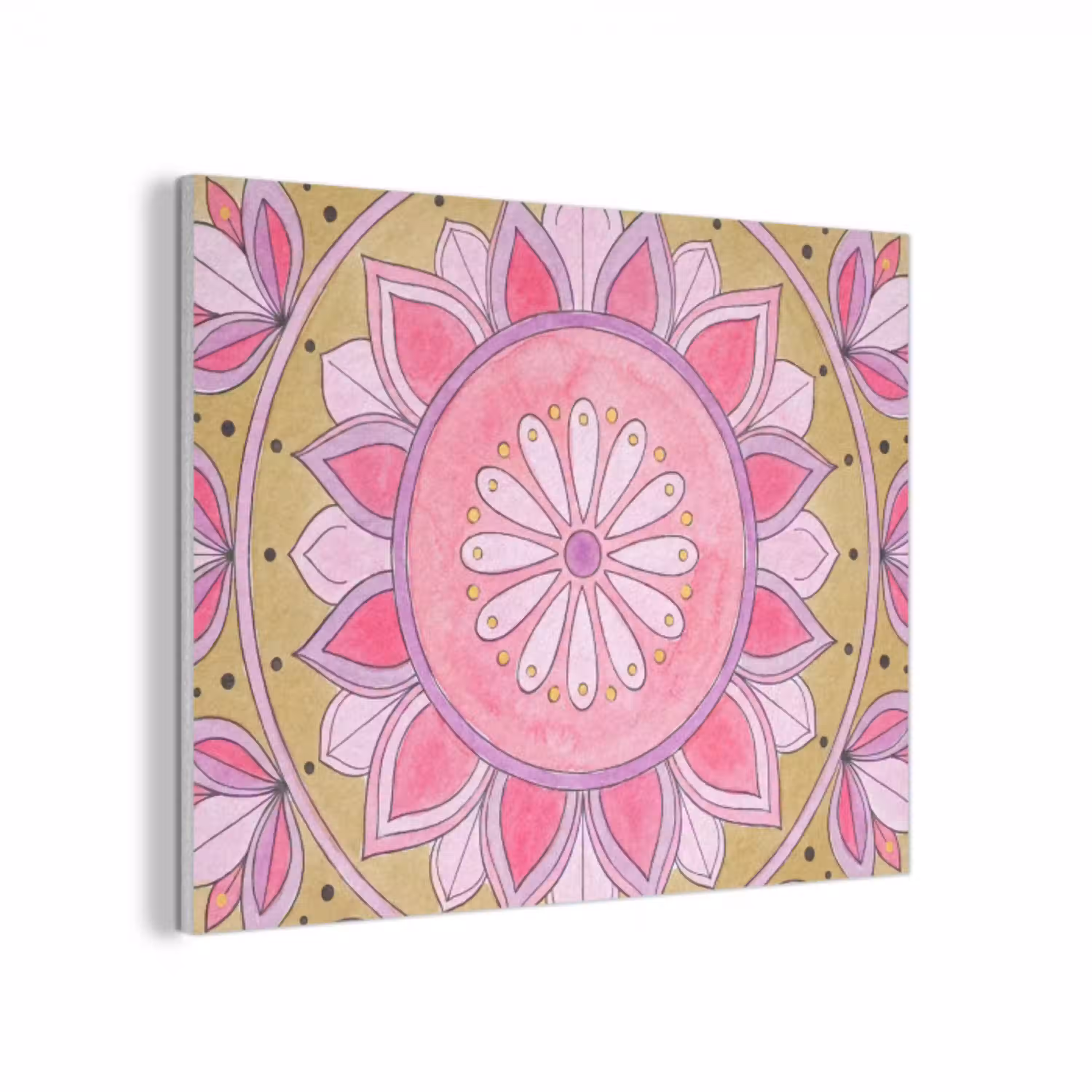 Mandala - Patroon - Kunst - Aquarel - Roze PET vilt klein -3d