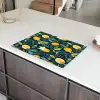 Bloemen - Bladeren - Citroenen - Blauw Inductie beschermer vinyl 3mm klein 276 -sfeer8