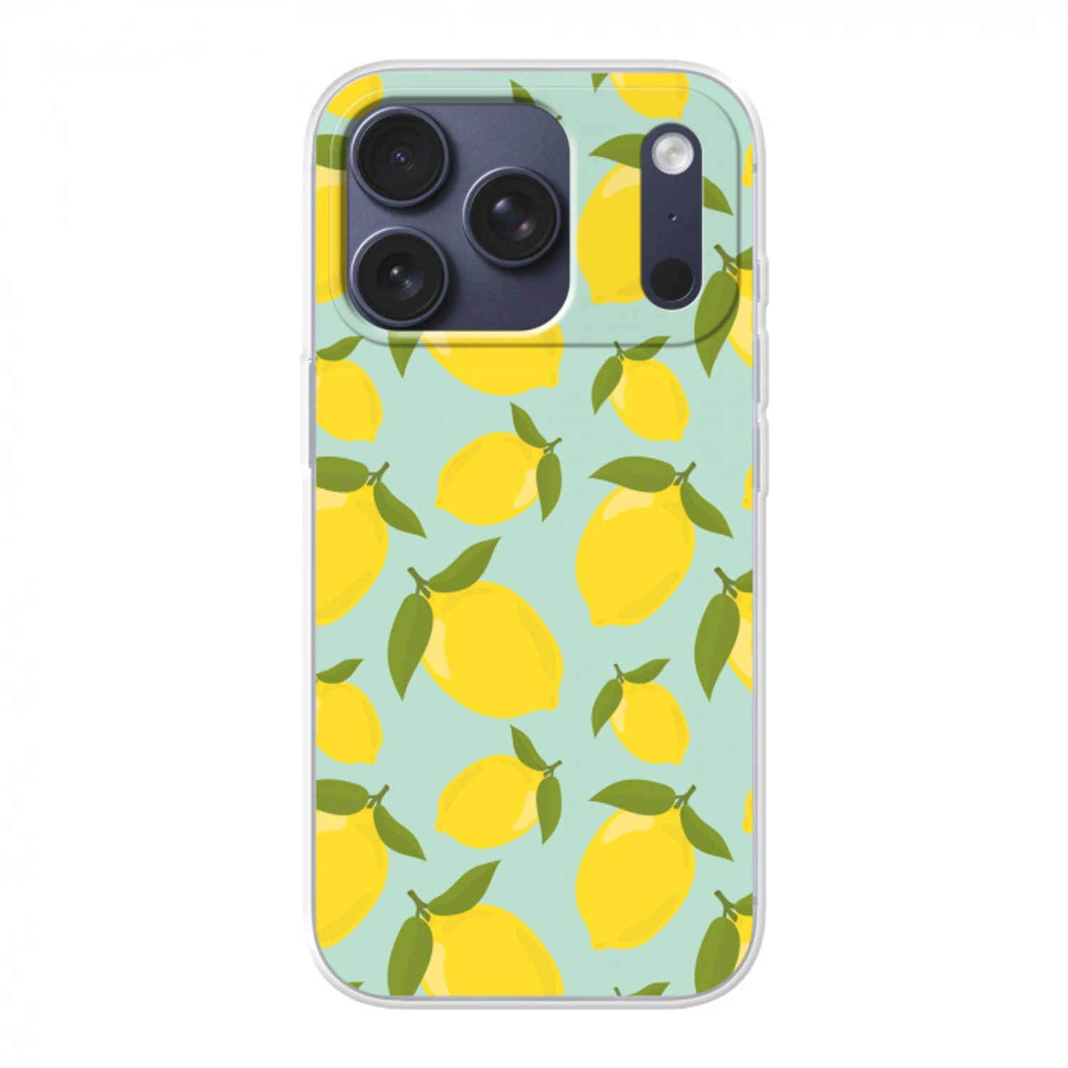 Citroenen patroon - Geel - Blauw - Patroon - Vruchten Telefoonhoesje iPhone 17 Pro klein -3d
