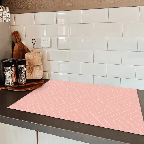 Zalmroze - Strepen - Patroon Inductie beschermer vinyl 3mm klein 276 -sfeer3