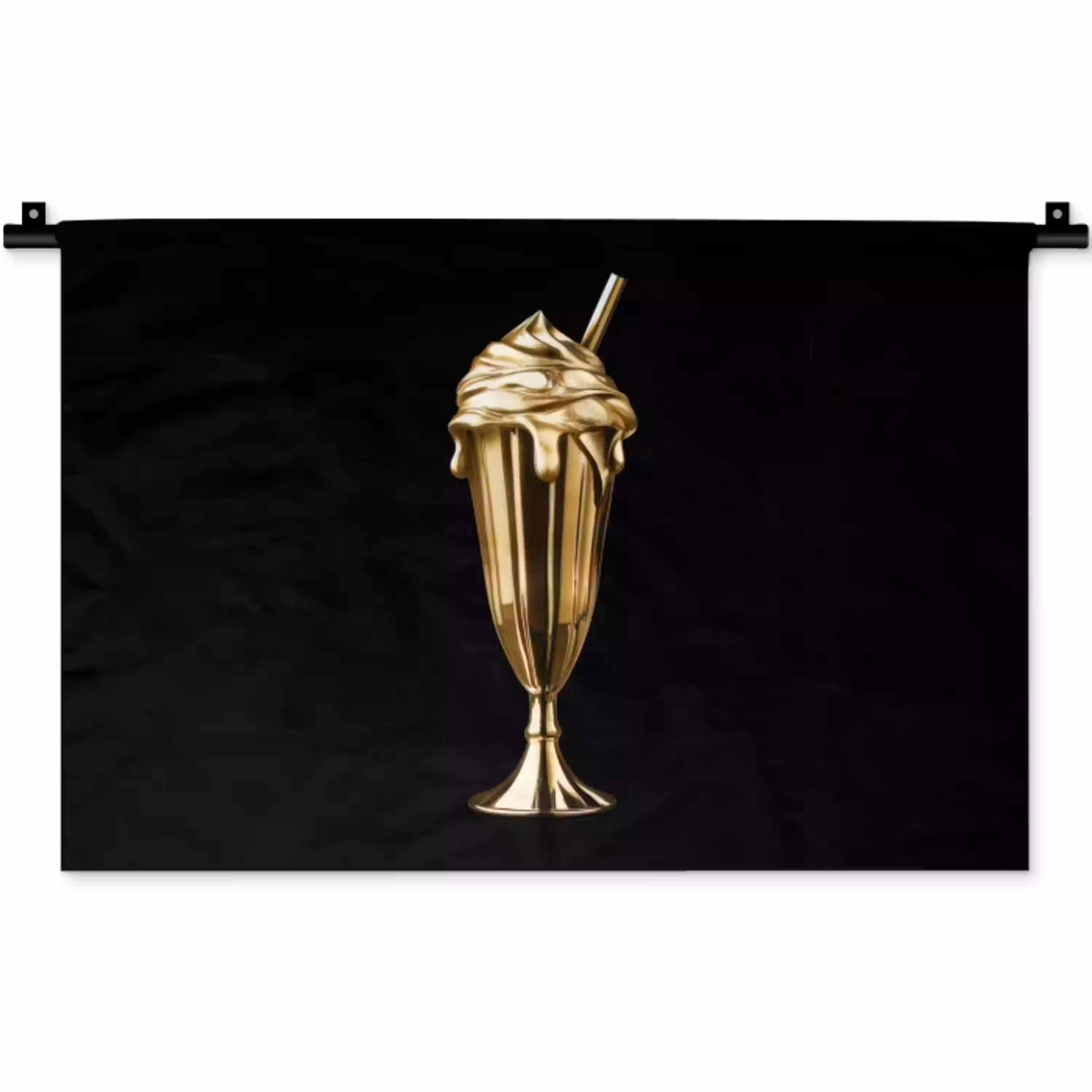 Milkshake - Goud - Drinken - Zwart Wandkleed katoen klein -zz3d