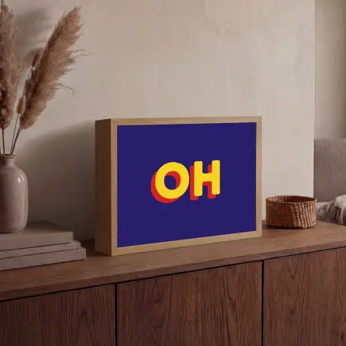 Blauw - Geel - OH - Schaduw Light Box met batterij (Wandlamp) middel -sfeer2