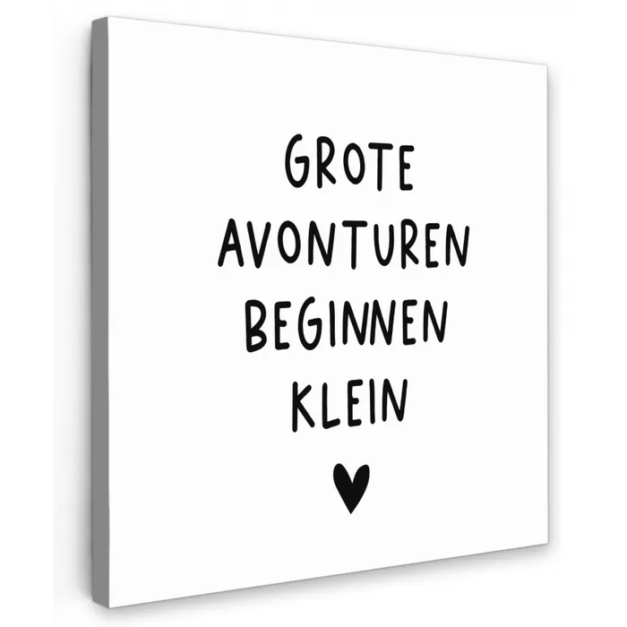 Spreuken - Grote avonturen beginnen klein - Quotes Tuinposter op houten frame 2 cm dik klein -3d