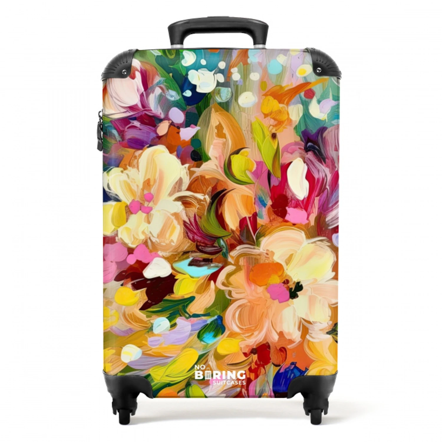 Schilderij - Olieverf - Bloemen - Regenboog NBS - Handbagage koffer - Unisex middel -productfoto_recht