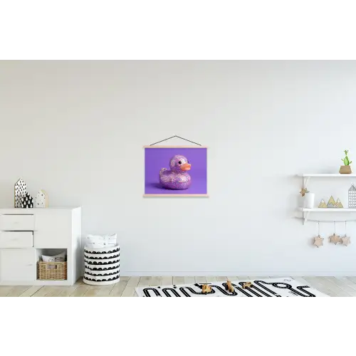 Disco - Eend - Paars textielposter latten blank klein -kinderkamer