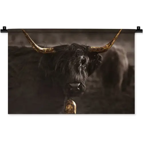 Schotse hooglander - Goud - Koebel - Hoorns - Dieren Wandkleed katoen klein -zz3d