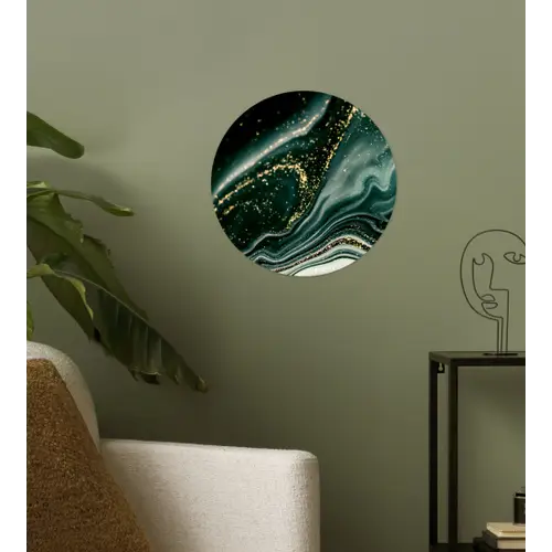 Marmerlook - Goud - Groen - Glitter - Design - Marmer Wandcirkel behangsticker klein -sfeer2