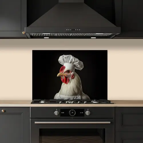 Kok - Rood - Kip keuken achterwand spatscherm klein -sfeer1