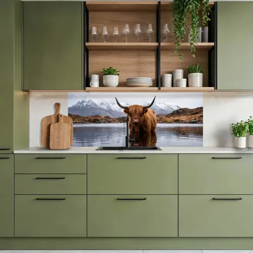 Schotse hooglander - Bruin - Water keuken achterwand 2 middel -sfeer3