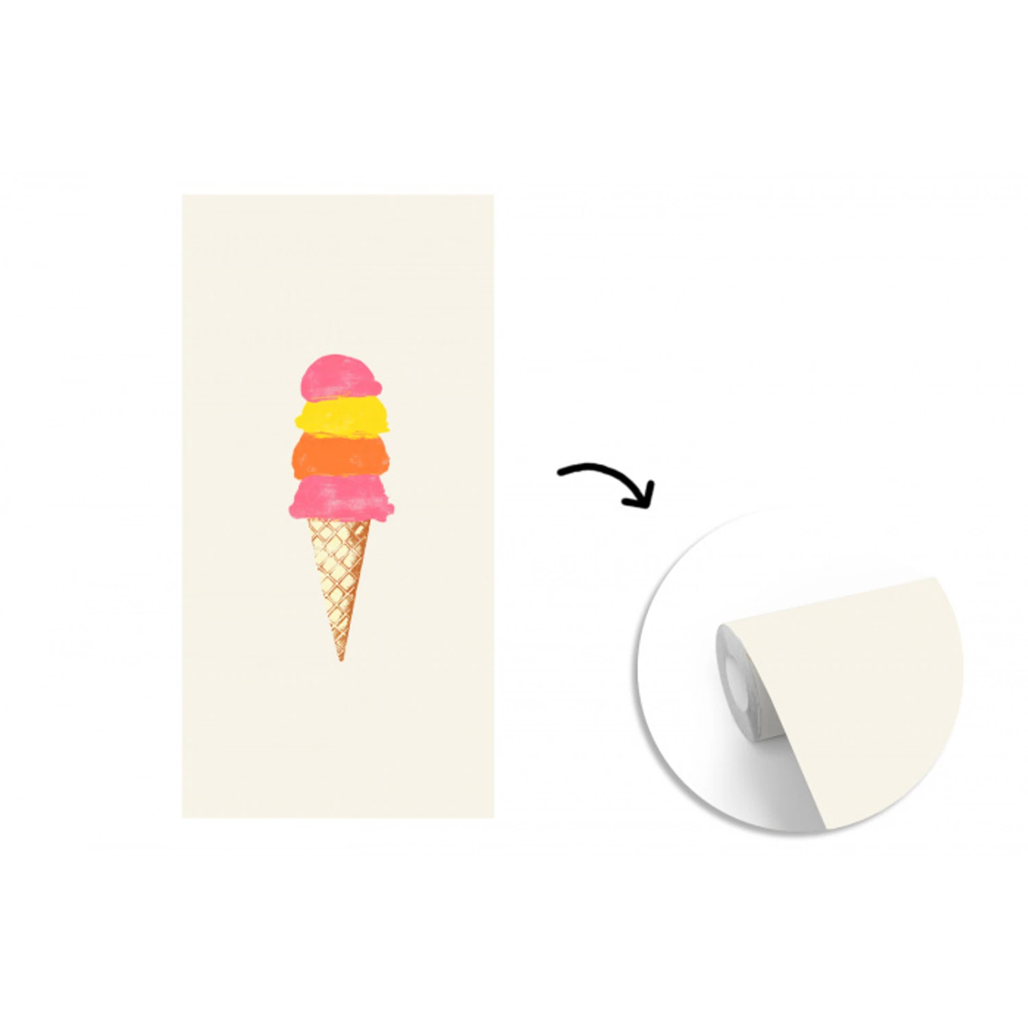 Schepijs - Hoorntje - Illustratie - Minimalistisch fotobehang vinyl groot -3d