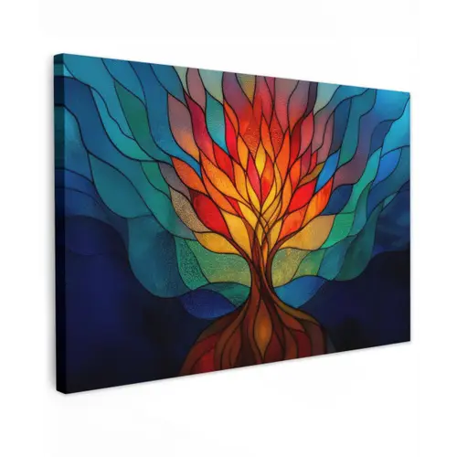 Sierglas - Boom - Rood - Vlakken canvas 2cm klein -z3d