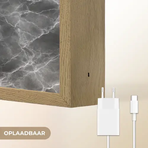 Donkergrijs - Bliksem - Marmer Light Box met batterij (Wandlamp) middel 907 -USP_websiteoplaadbaarNL
