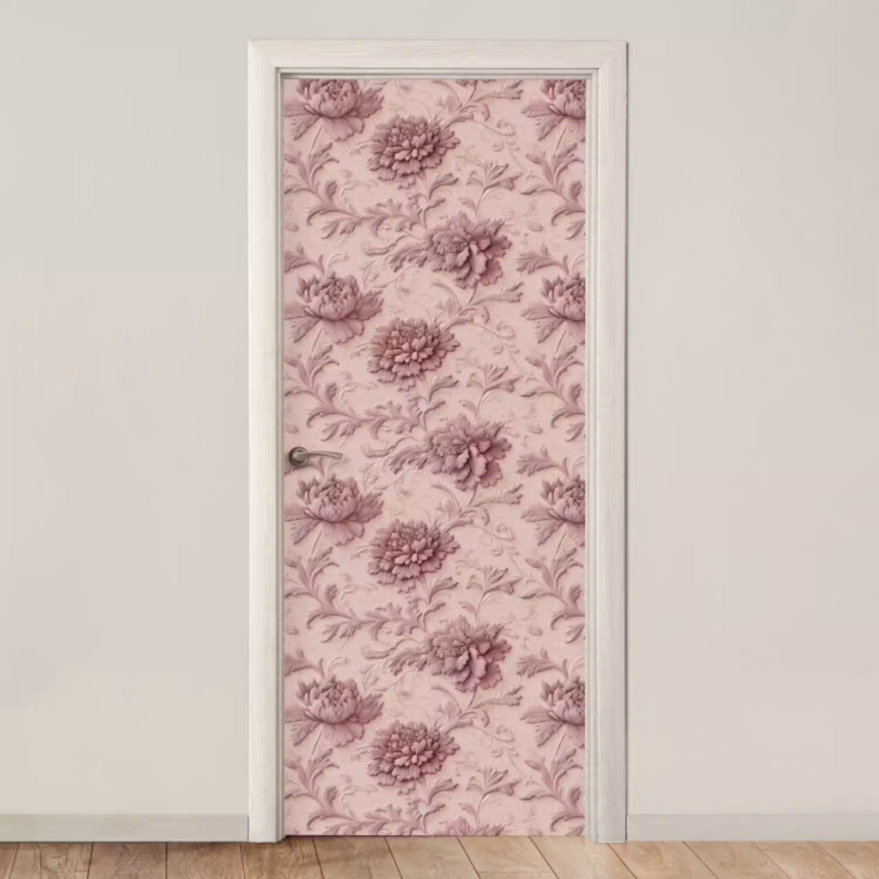 Reliëf - Pioenrozen - Roze deurposter klein 289 -3d_beige