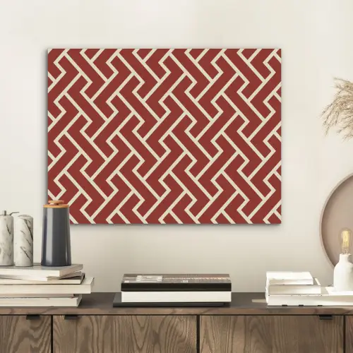 Rood - Beige - Patroon - Lijnen PET vilt klein 837 -sfeer1