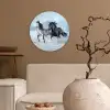 Paarden - Winter - Dieren - Natuur - Sneeuw Wandcirkel kunststof plaat 5mm dik klein -sfeer1