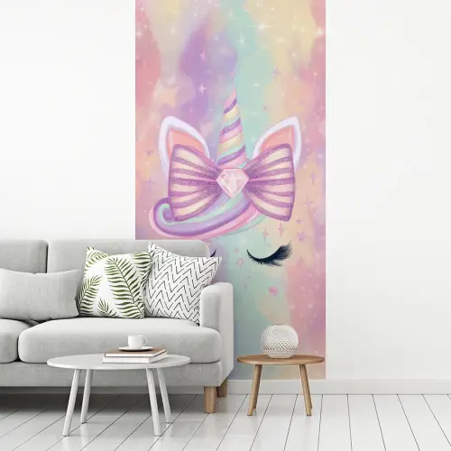 Eenhoorn - Glitters - Regenboog - Pastel fotobehang vinyl groot -woonkamer