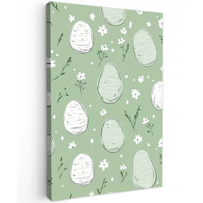 Groen - Eieren - Patroon Tuinposter op houten frame 2 cm dik klein -3d