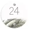 Wit met palmblad - Klassiek Naambord Rond klein -3d