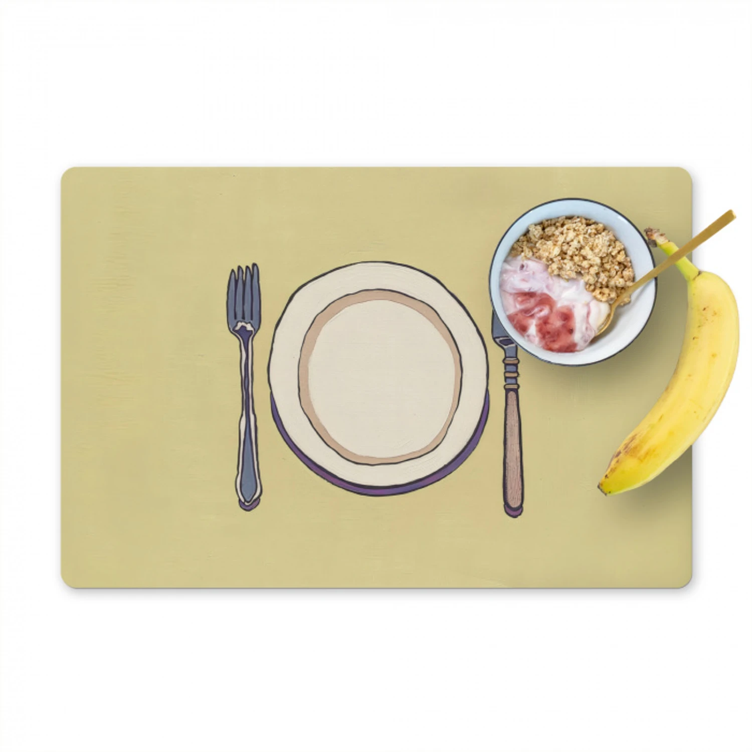 Illustratie - Bord - Bestek - Beige Placemat vinyl groot -zzzproduct_Kitchenyeah-website
